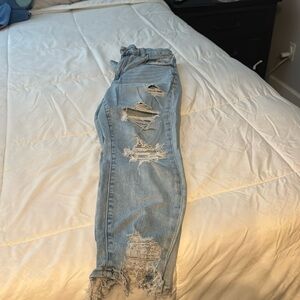 American Eagle ripped skinny high waist light wash jeans